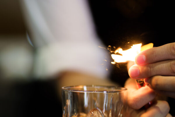cocktail with fire